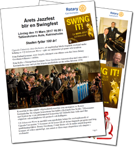 Swing it - årets jazzfest, två sidor PDF med info om Ulf Johansson Werre, Antti Sarpila och Nisse Sandström